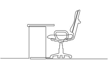 Continuous one line drawing of Table with office chairs.