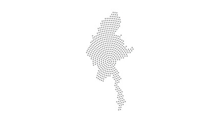 Myanmar Stylized halftone dot map with concentric circular pattern