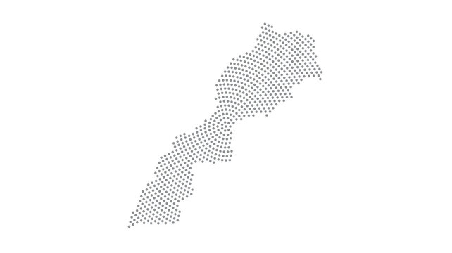 Morocco Stylized halftone dot map with concentric circular pattern