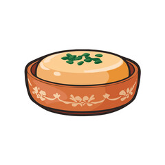 Pate Chinois, clean 2D vector flat illustration in minimal and modern style on a white background.