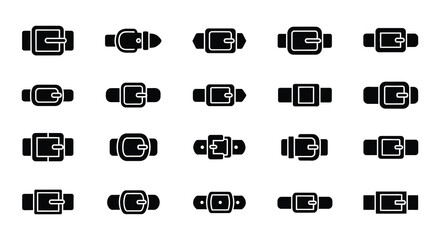 Collection of black and white smartwatch and mobile phone icons arranged in rows