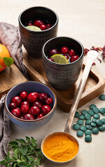 Pharmacy medicine. Natural immune boost remedies, lemon, garlic.