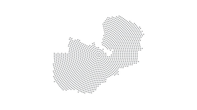 Zambia Stylized halftone dot map with concentric circular pattern