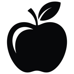 apple fruit icon symbol representing healthy food nutrition organic diet and freshness concept in solid black minimalist flat design
