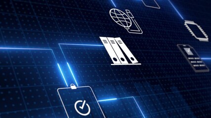 3D render Abstract data visualization background. Digital grid, Technology, business, analytics, big data concept. Ideal for motion graphics. - Powered by Adobe