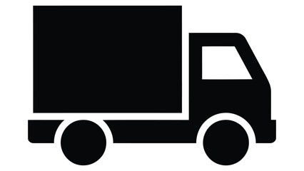 delivery truck icon symbol representing logistics shipping transport and cargo service in solid black minimalist flat design