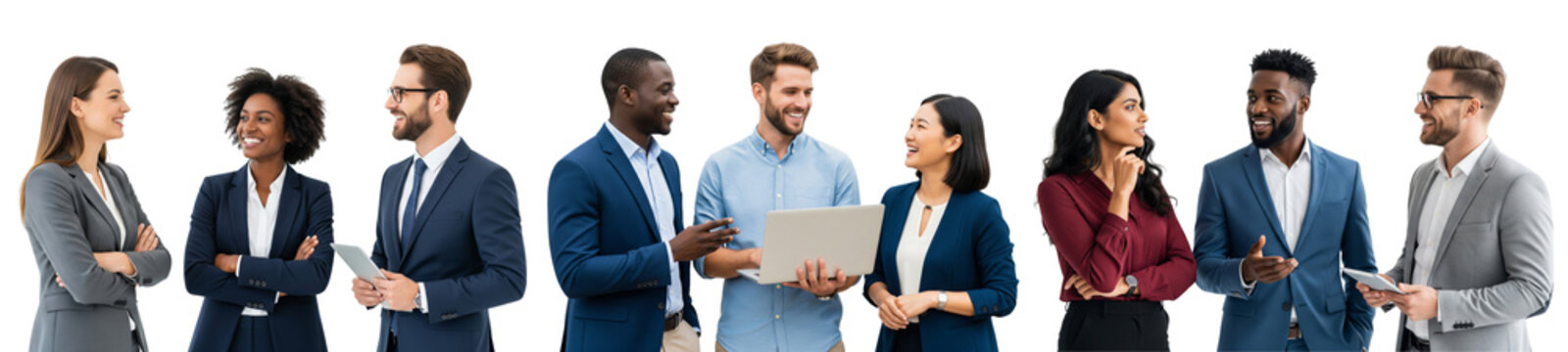 Diverse of business teams working together isolated on white or transparent background