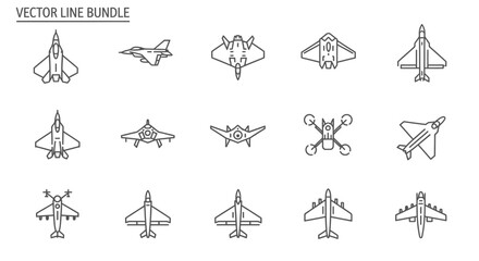 Collection of Fighter Jet Line Art Designs.