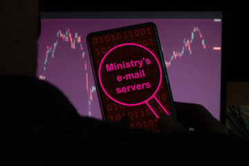 Hacker analyzing the ministry's email servers datas.