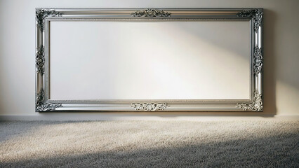 Elegant Silver Ornate Picture Frame on Light Wall Background