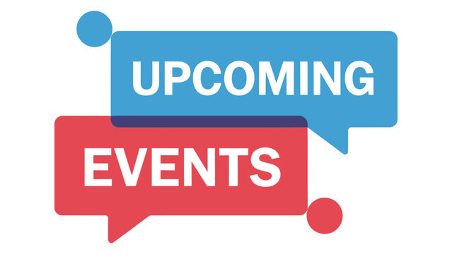 upcoming events banner with speech bubbles modern flat design illustration for announcements schedule reminders promotions and marketing communication