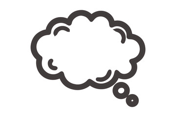 Grey Thought Bubble Icon with Swirls and Circles on Black Background speech bubble