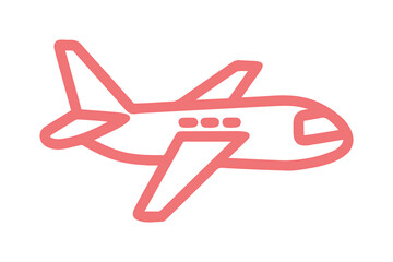 Red Airplane Icon Outline on Black image