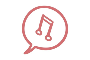 Red Music Note Inside Speech Bubble Icon graphic design