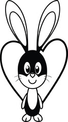 Cute Rabbit Character Making Heart Shape with Long Ears Vintage Vector