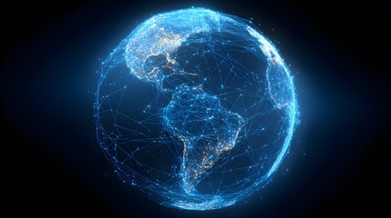 Global digital network connects the world,
Connected world technology enables communication,
Digital earth visualization shows global data