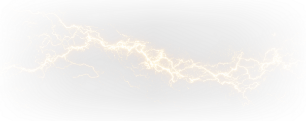 Realistic Golden Lightning Bolt with Electric Arcs Storm Overlay Transparent PNG PNG
