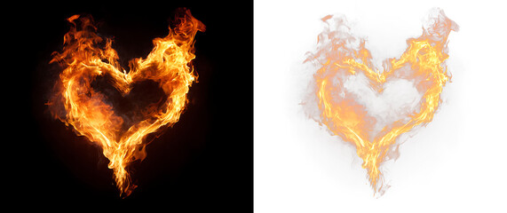 Fototapeta premium Burning Fire Heart Shape Glow Transparent PNG