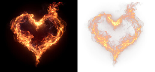 Glowing Blaze Heart Illustration Transparent Background PNG