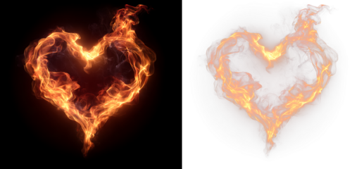 Glowing Blaze Heart Illustration Transparent Background PNG