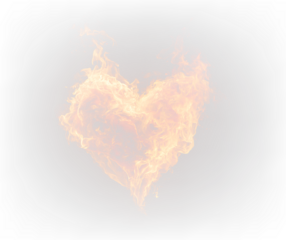 Hot Fiery Heart with Smoke and Glow PNG