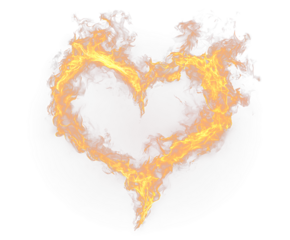 Realistic Fire Heart Effect Transparent PNG Elements