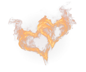 Glowing Flame Heart Romantic Fire Effect PNG