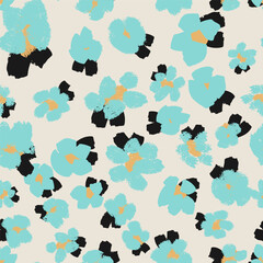 Seamless abstract floral pattern with textured painterly shapes, modern color palette, trendy design. Vector background