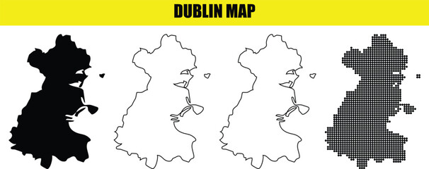 Naklejka premium dublin map outline filled and dot design showing country shape in ireland europe geographic vector