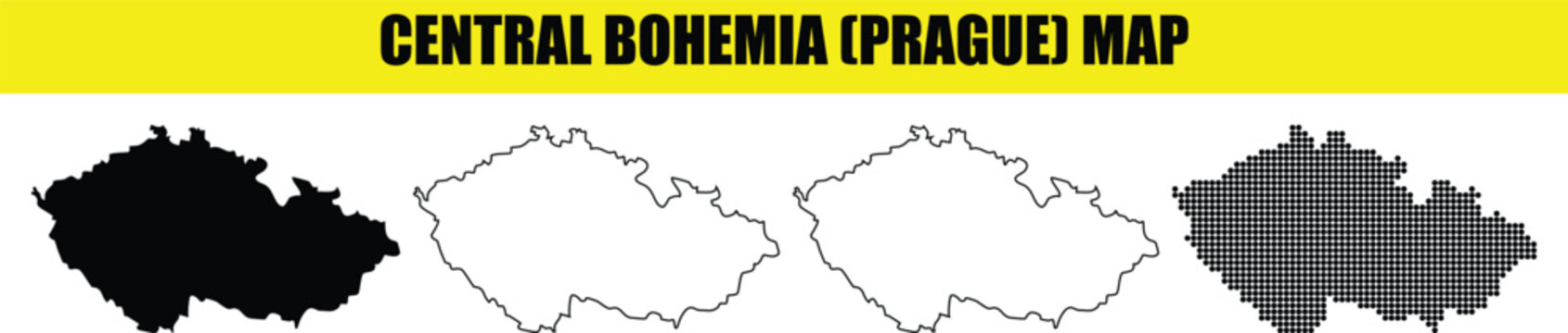 central bohemia prague map outline filled and dot design showing country shape in czech republic europe geographic vector