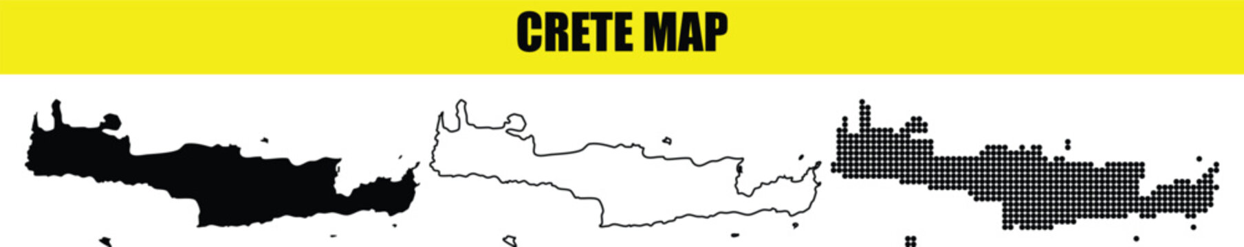 crete island map vector silhouette outline and dotted style for travel and geography graphic design element