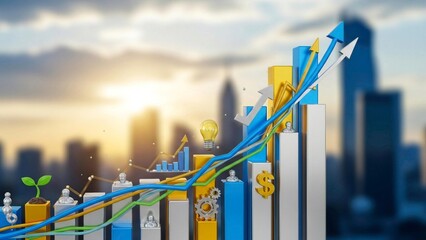 business graph with rising arrow