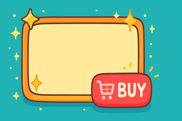 Bright buy Button and Blank Space with Stars
