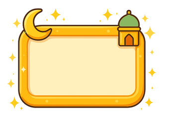 Ramadan Mubarak Yellow Frame with Moon and Mosque