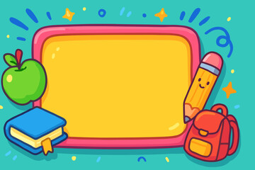 Cute Back to School Elements with Blank Space