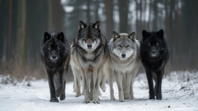 Wild Dog Assembly: A Pack of Eastern Canids in Natural Habitat