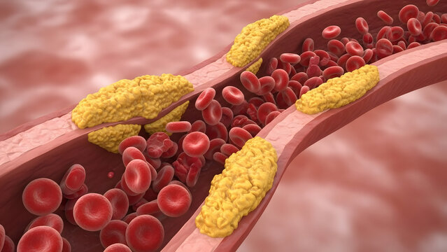 Atherosclerosis Artery Blockage Cholesterol Plaque 3D Illustration