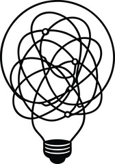 Obraz premium Minimalist black atom symbol isolated on a white background featuring a modern 3d technology style vector illustration with clean circular lines and a geometric pattern for web design decoration.
