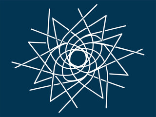 Fototapeta premium Abstract vector illustration of a snowflake designed as a nautical compass rose symbol featuring north direction icons and star patterns for winter travel and christmas navigation.