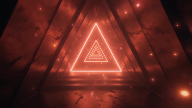 coral and sunrise orange palette condensing into a sharp triangular silhouette, edges glowing softly