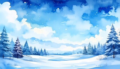 雪原の水彩テクスチャのイラスト