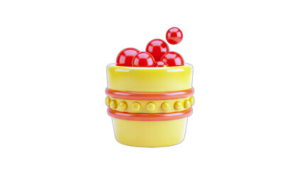 3D Rendered Yellow Cup with Red Spheres on White