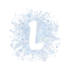 Easter, spring family floral monogram in pastel colors. White letter L on white background © Julia