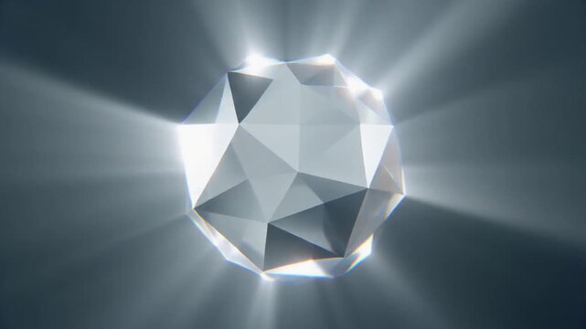 silver white cold gradients form a polygonal crystal, facets glowing softly
