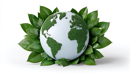 A globe is surrounded by green leaves, symbolizing the importance of protecting the environment. The image conveys a message of sustainability and the need to take care of our planet