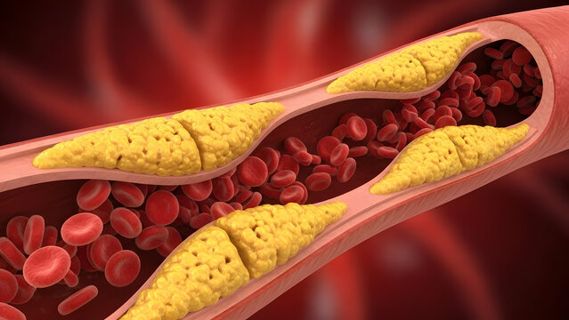 Atherosclerosis Artery Blockage Cholesterol Plaque 3D Illustration