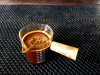 close up of a glass coffee