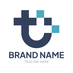 Modern abstract geometric letter T logo design template