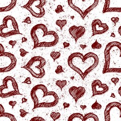 The seamless background with red hearts sketches.
