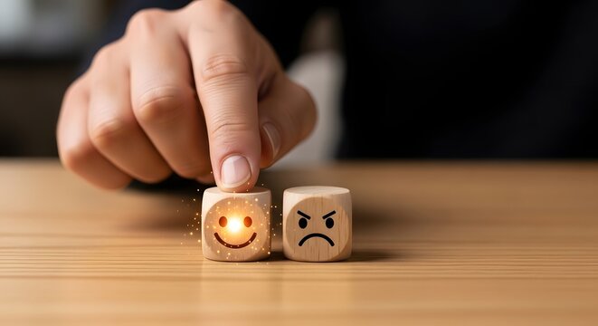 Choosing happy face emotion positive feedback satisfaction customer experience evaluation rating concept